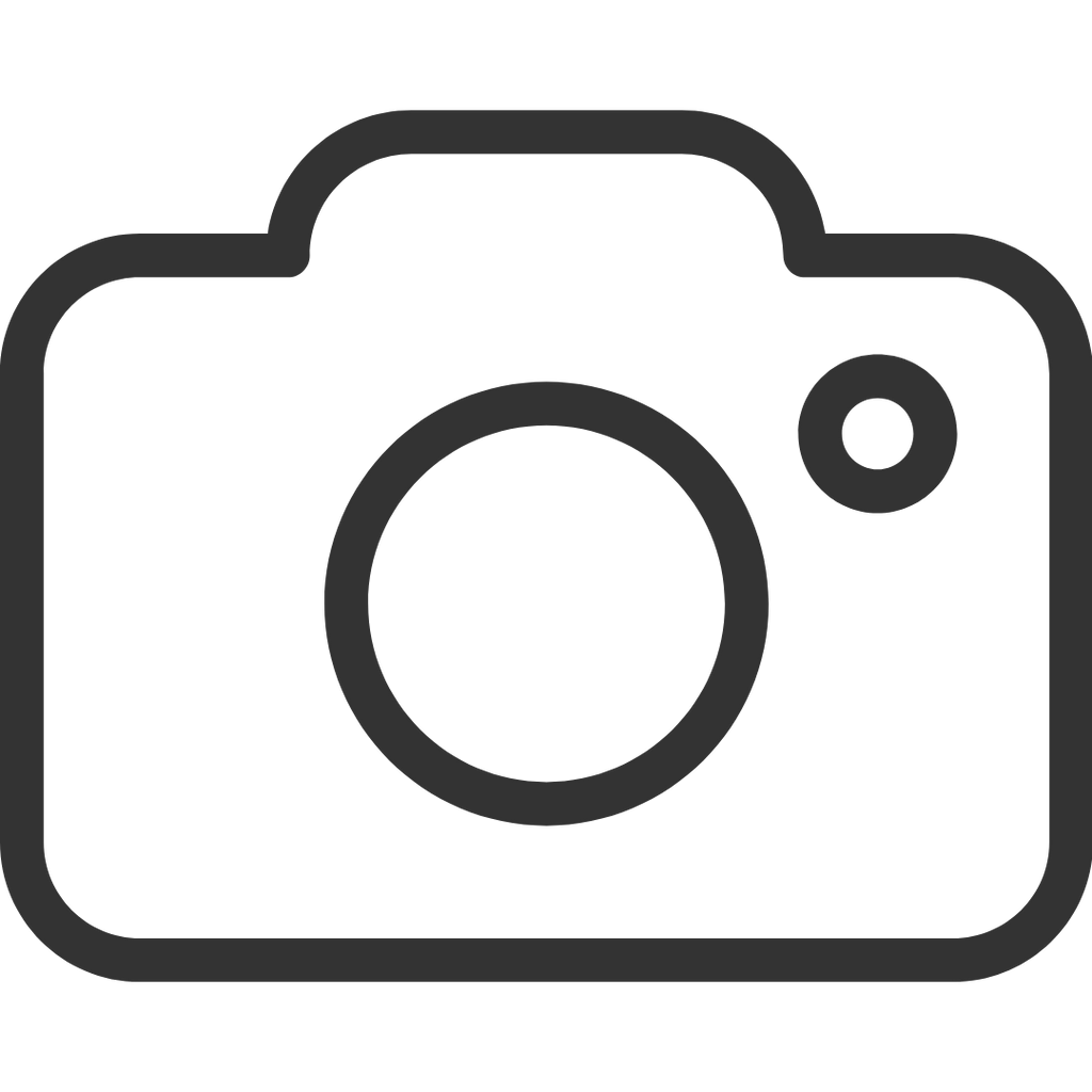 Black outline of a camera on a white background