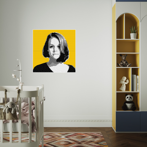 Woman Behind Yellow Background