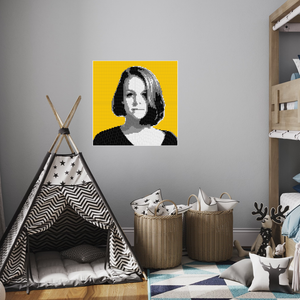 Woman Behind Yellow Background