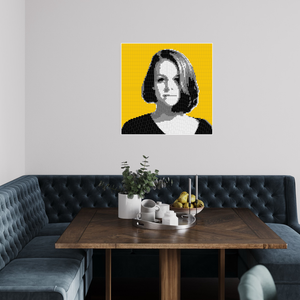 Woman Behind Yellow Background