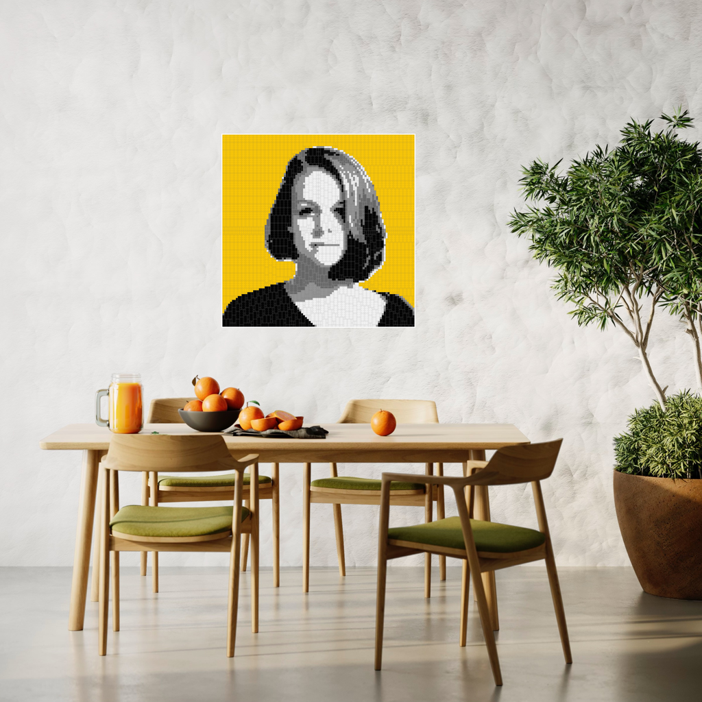 Woman Behind Yellow Background