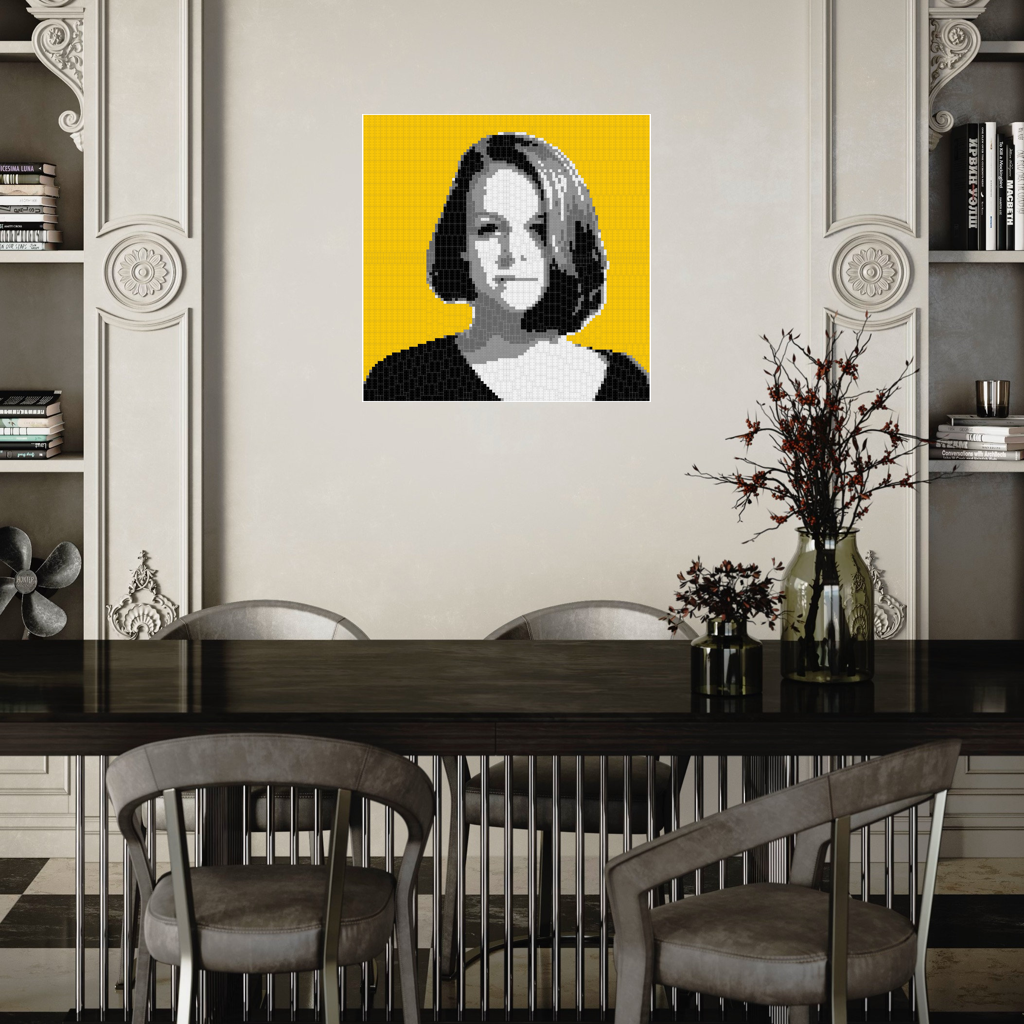 Woman Behind Yellow Background