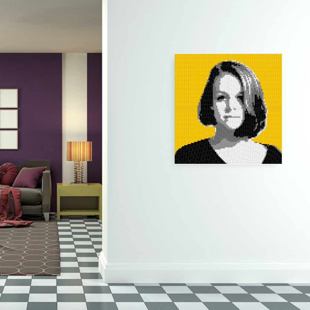 Woman Behind Yellow Background