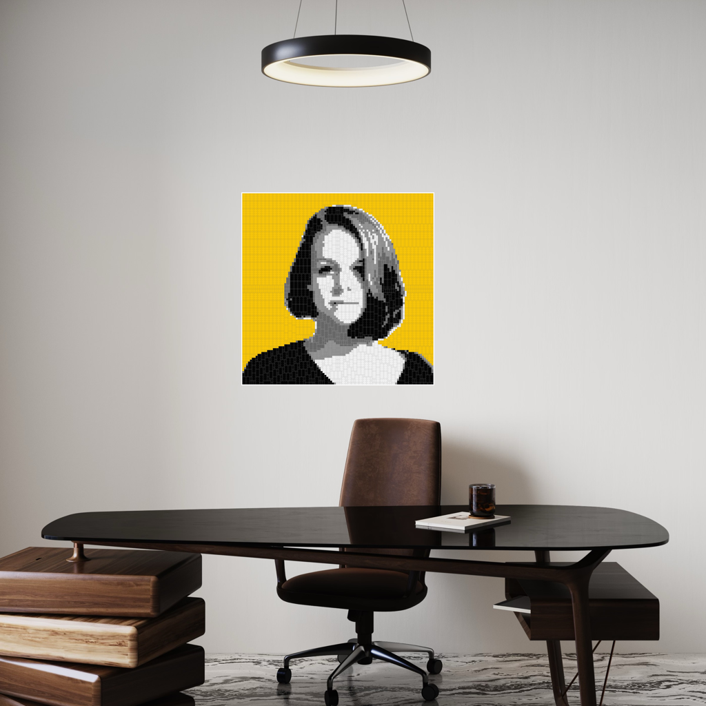 Woman Behind Yellow Background