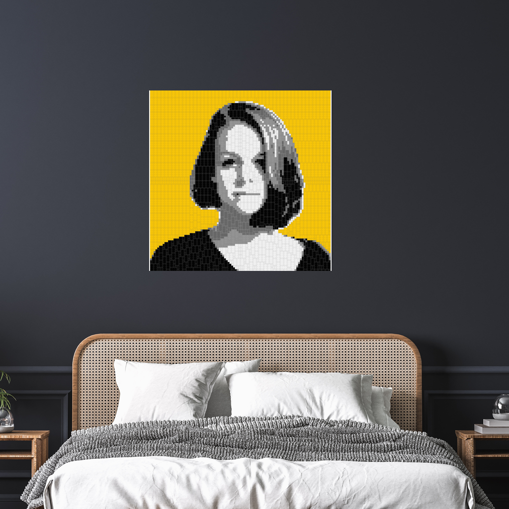 Woman Behind Yellow Background