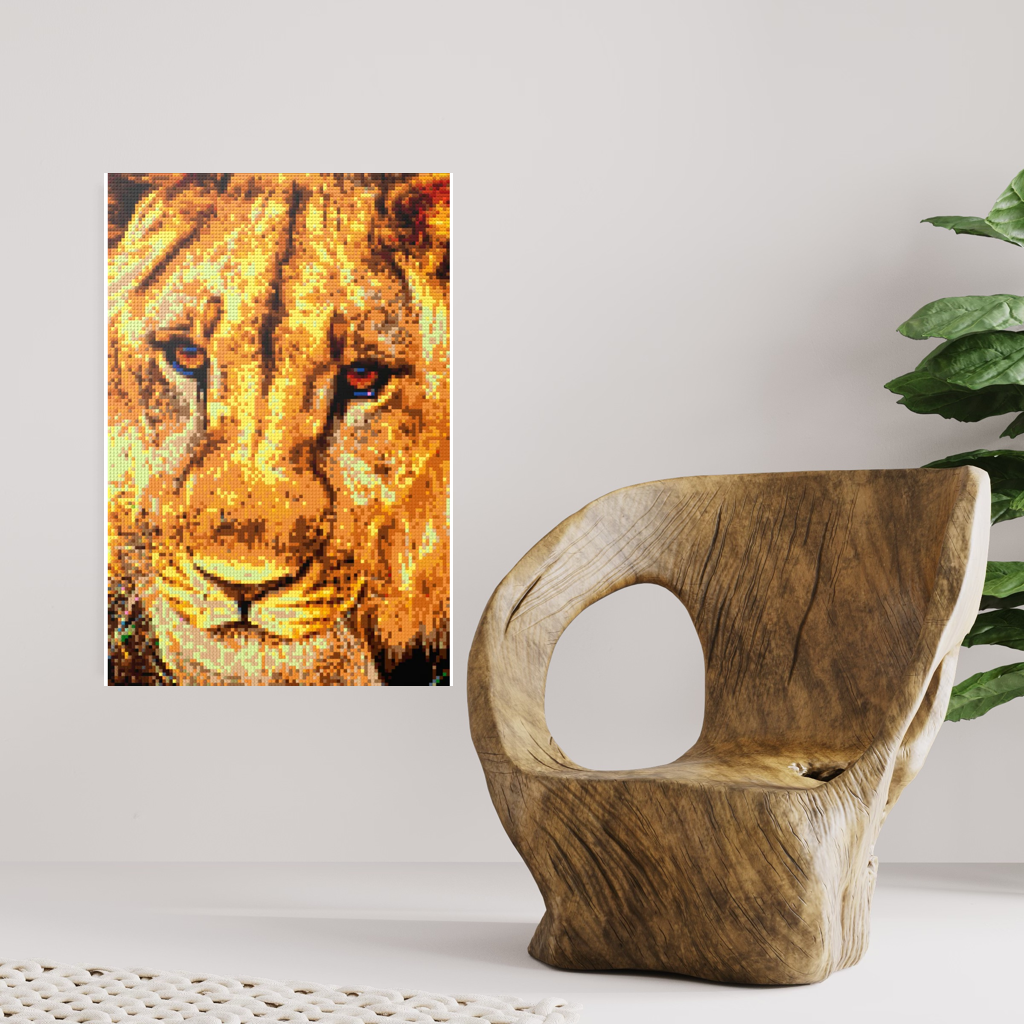 African Male Lion Closeup Portrait