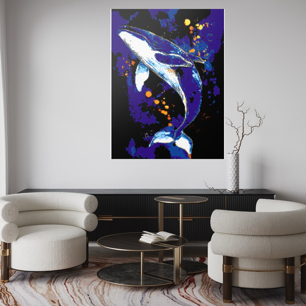 A whale in the depths of the ocean mosaic