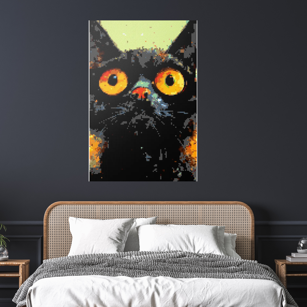 Black cat with yellow eyes