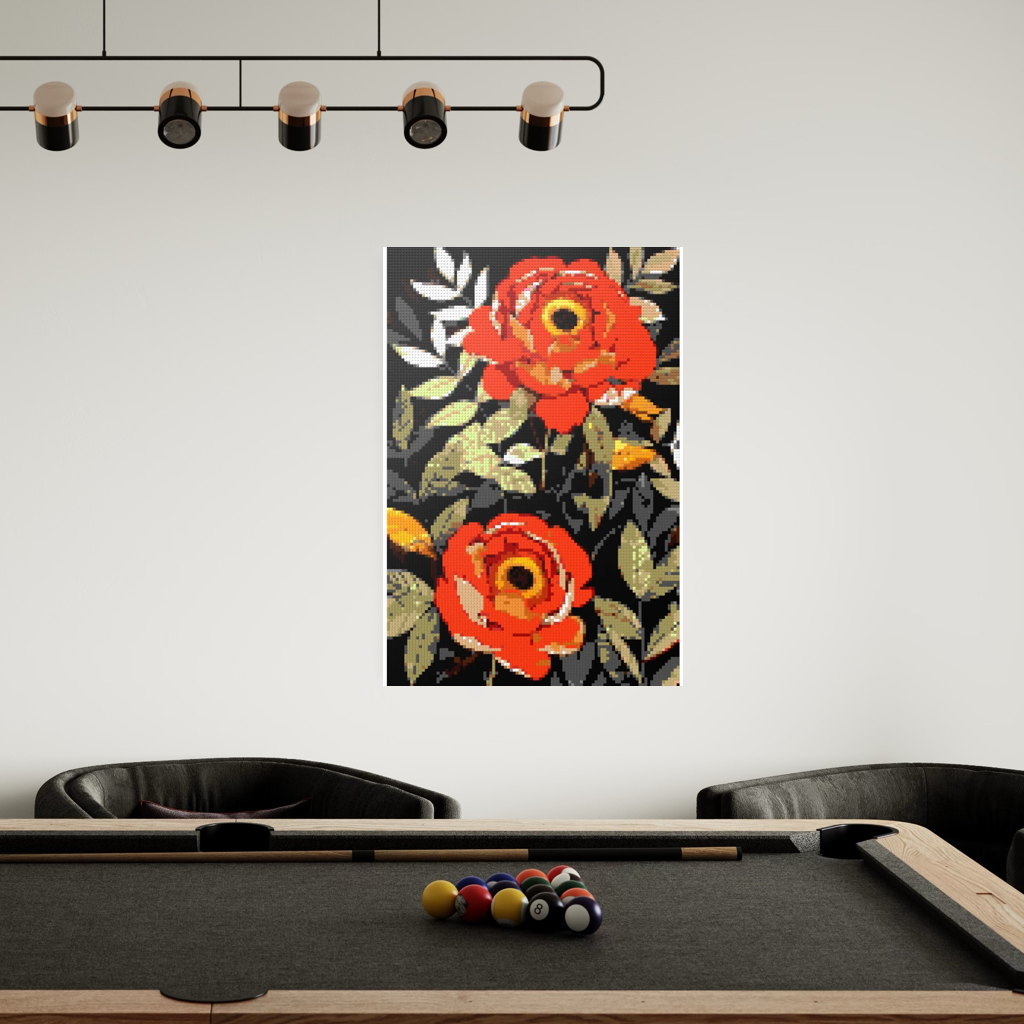 Peonies nature art mosaic