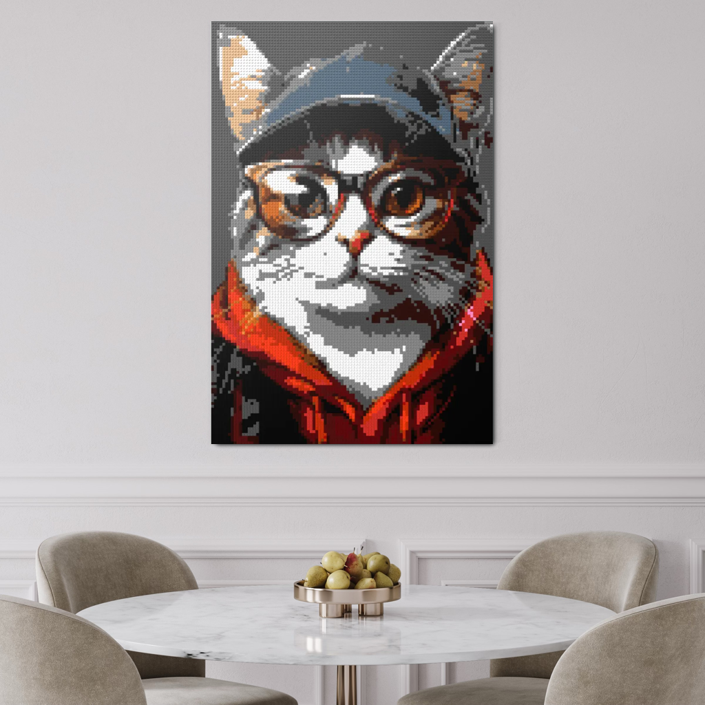 Hipster cat Charlie mosaic