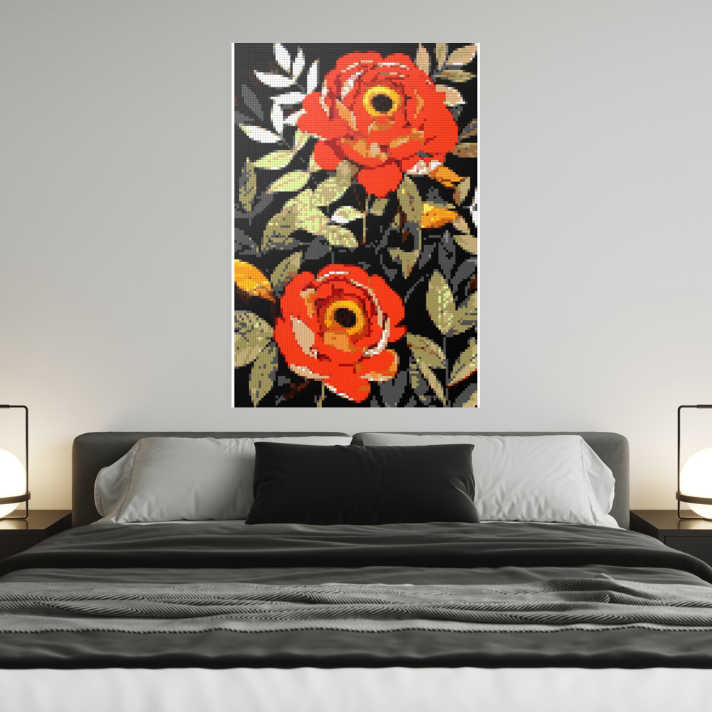 Peonies nature art mosaic