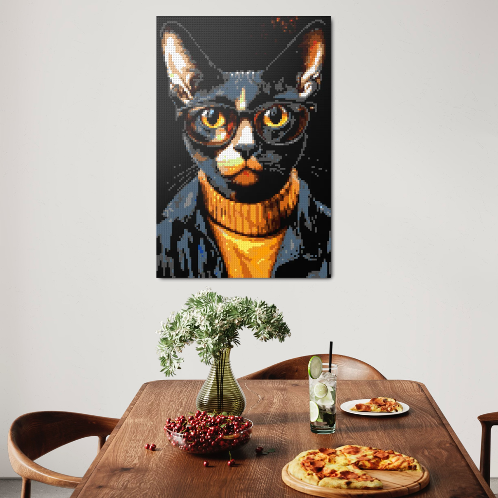 Hipster cat Loki mosaic
