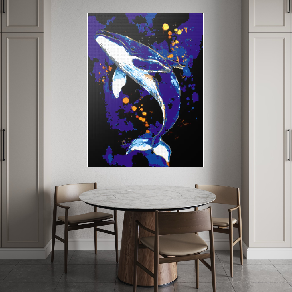 A whale in the depths of the ocean mosaic