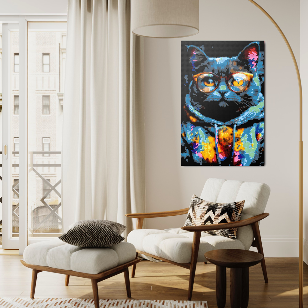 Hipster cat Tom mosaic