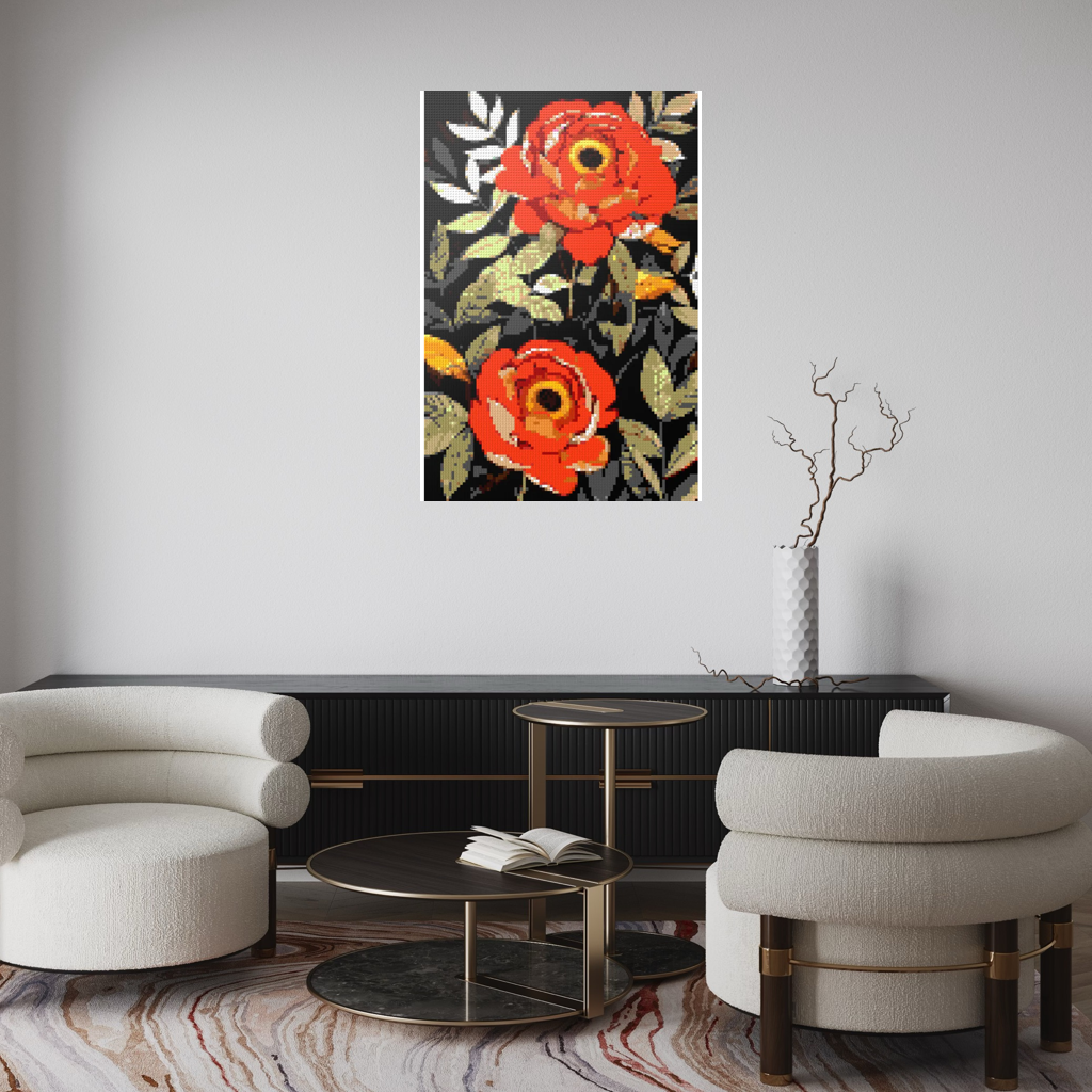 Peonies nature art mosaic