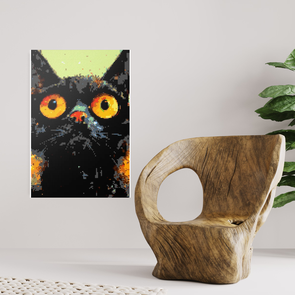 Black cat with yellow eyes
