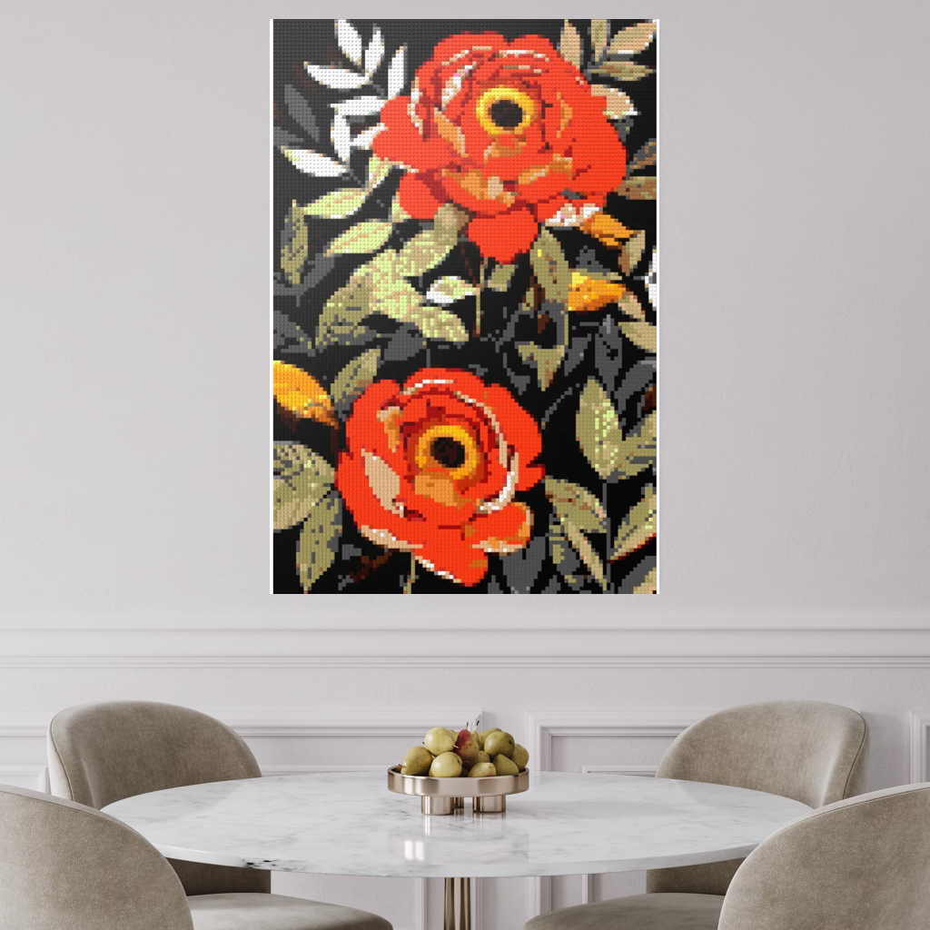 Peonies nature art mosaic