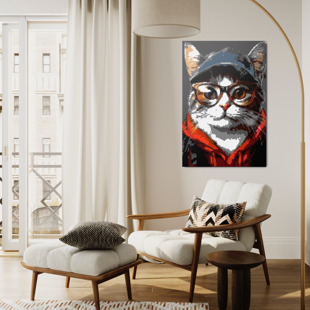 Hipster cat Charlie mosaic