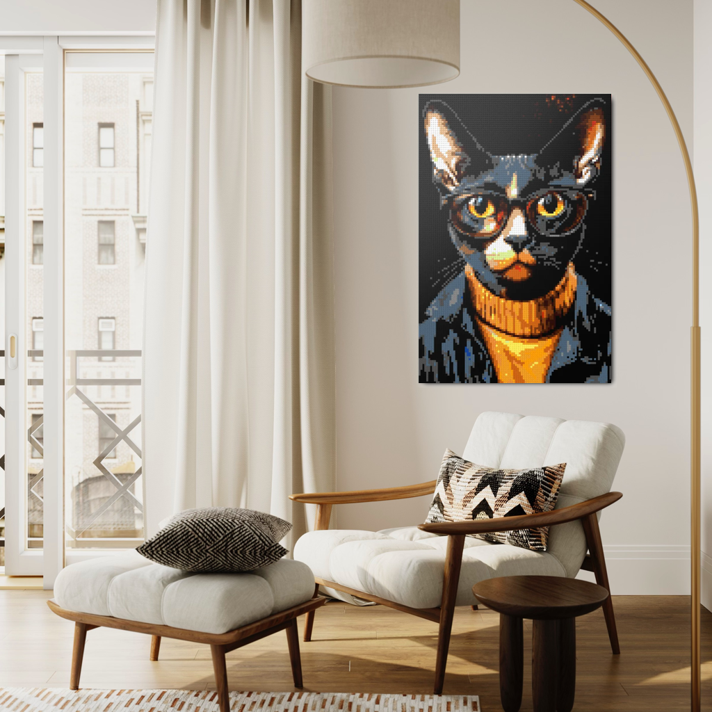 Hipster cat Loki mosaic