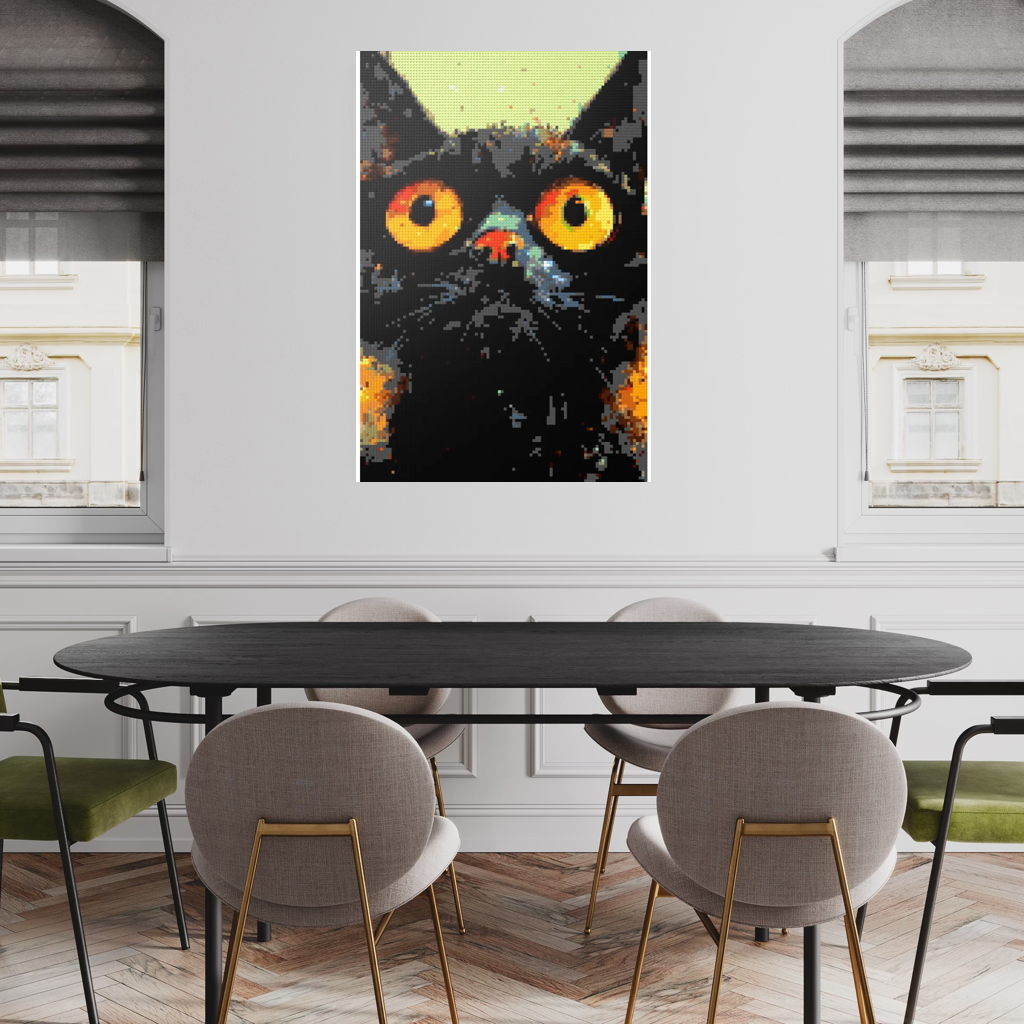 Black cat with yellow eyes