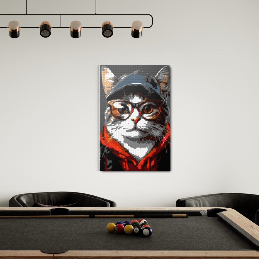 Hipster cat Charlie mosaic