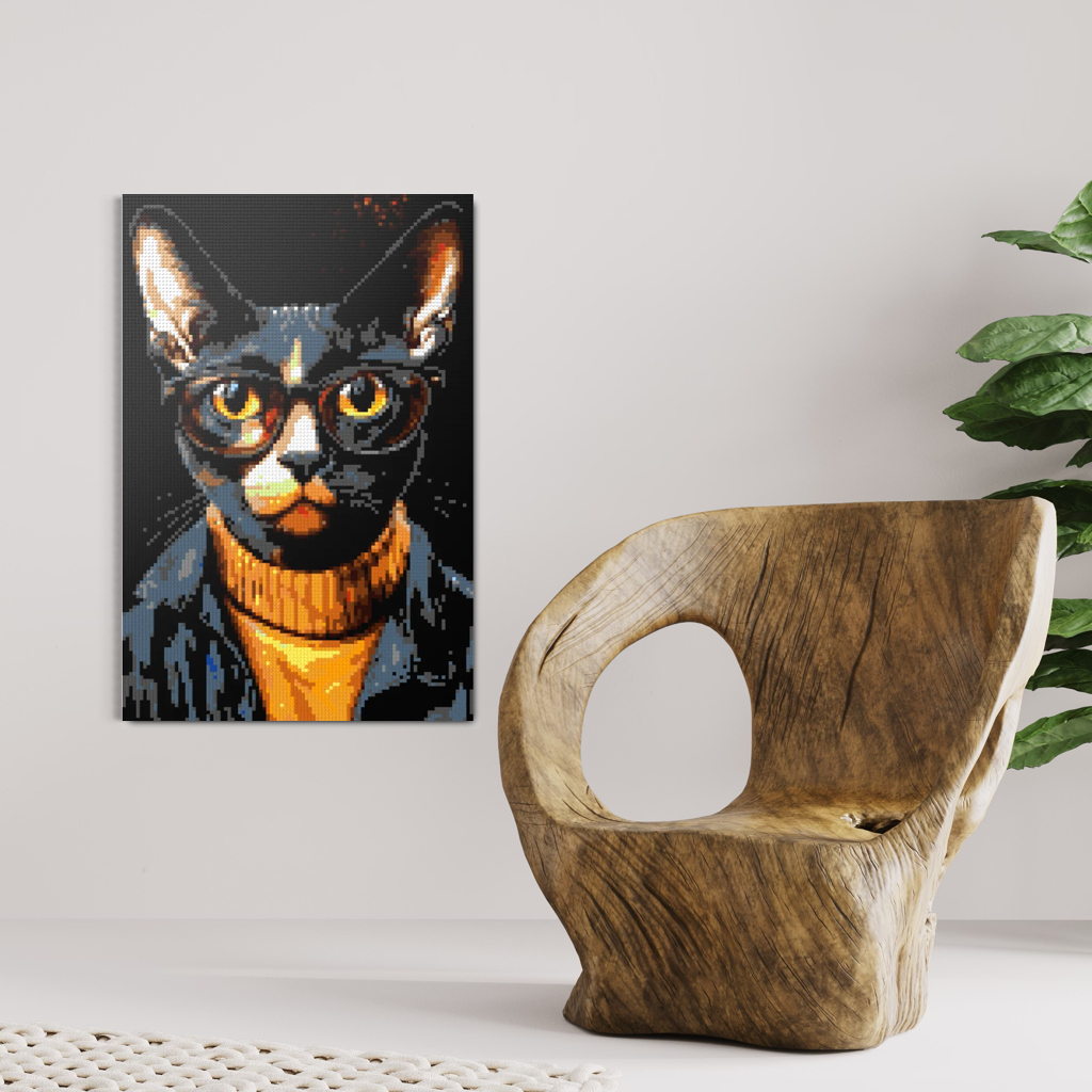 Hipster cat Loki mosaic