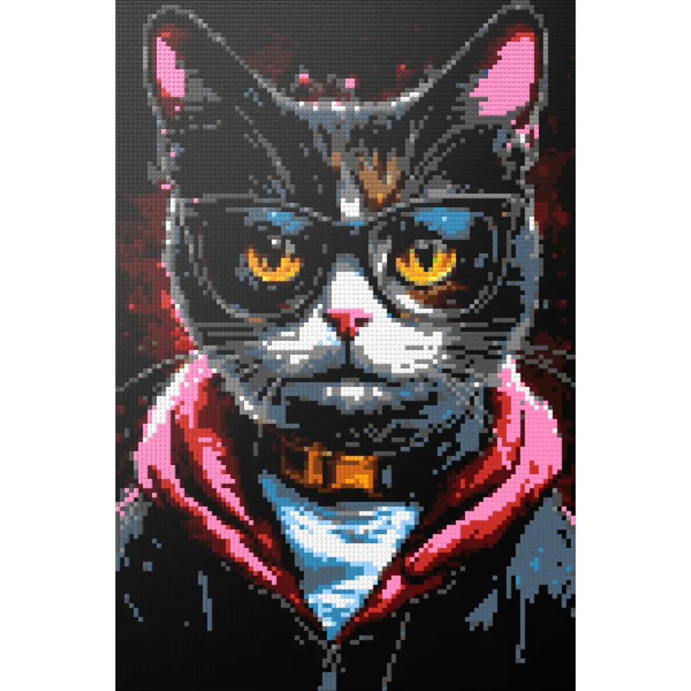 Hipster cat Jeff mosaic