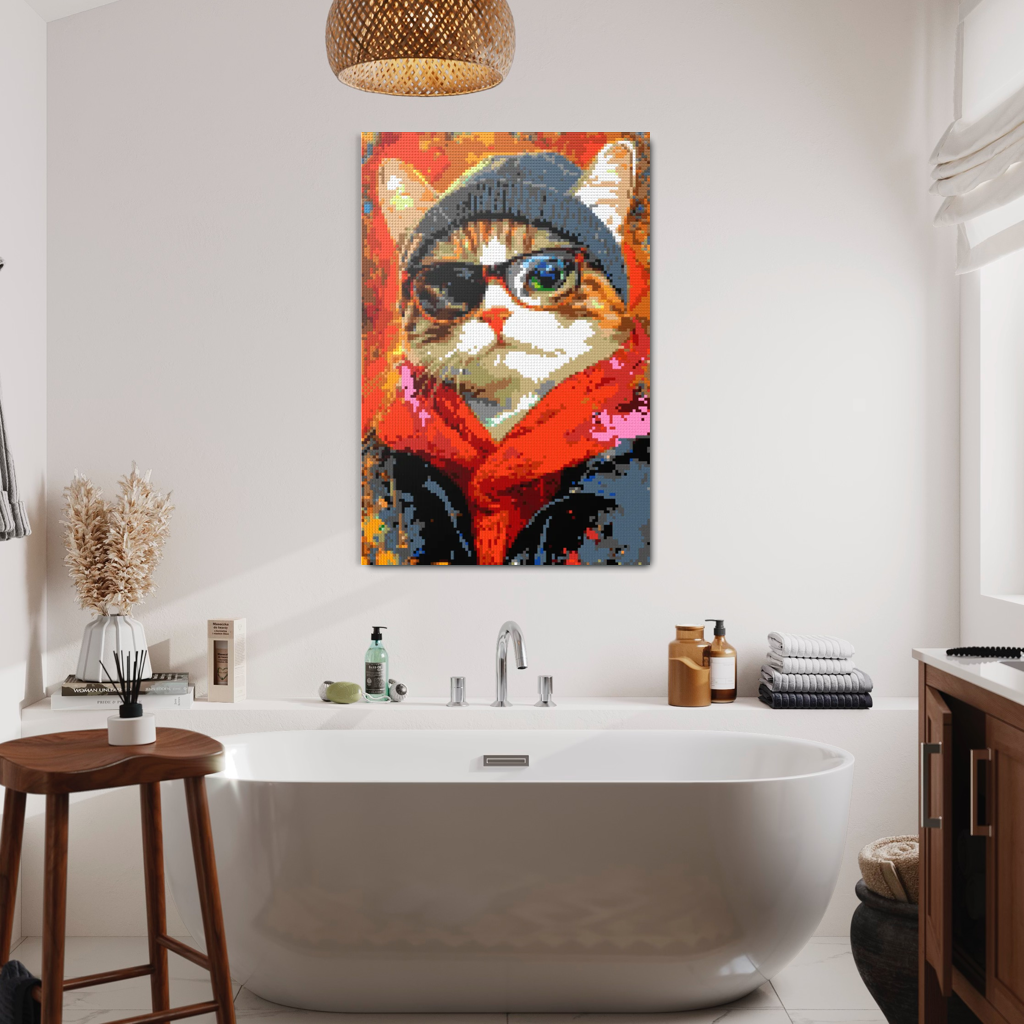 Hipster cat Oscar mosaic