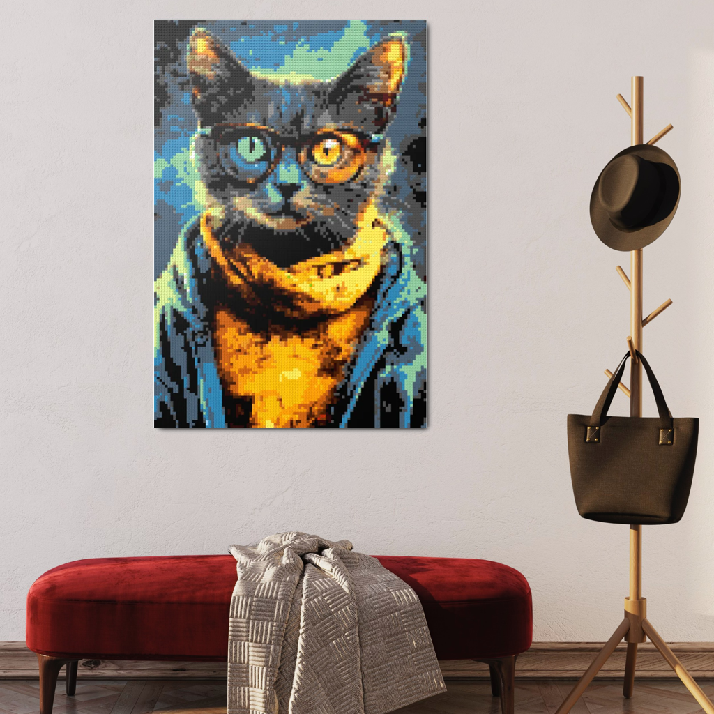 Hipster cat Kliff mosaic