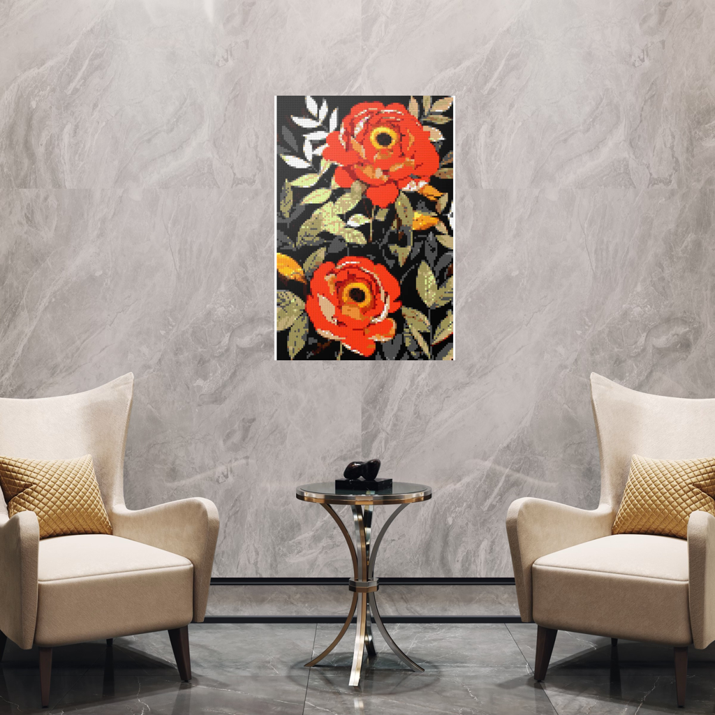 Peonies nature art mosaic