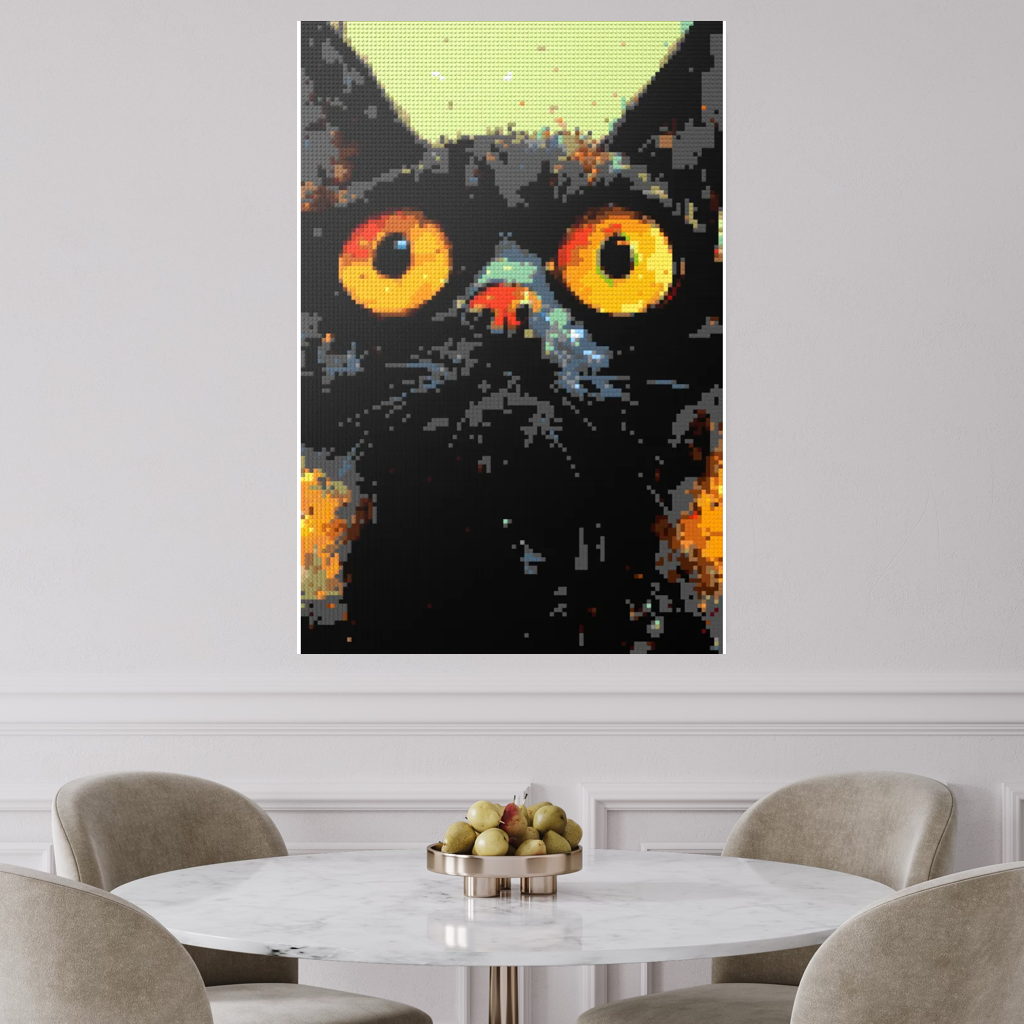 Black cat with yellow eyes