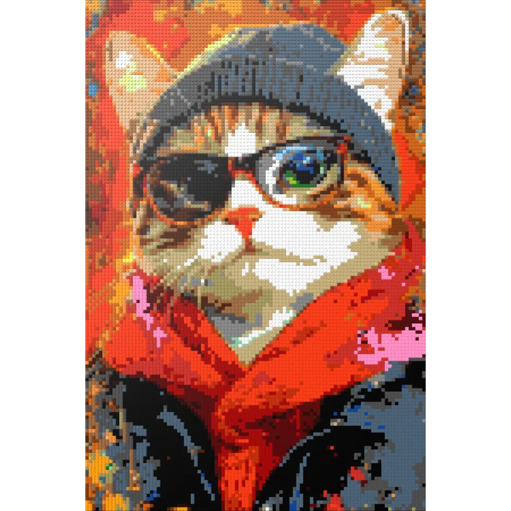 Hipster cat Oscar mosaic
