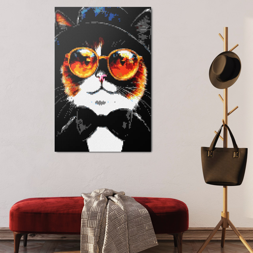 Hipster cat Ciri mosaic