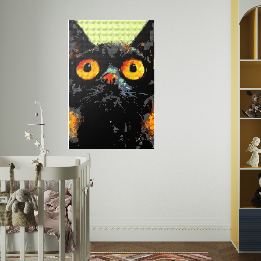 Black cat with yellow eyes