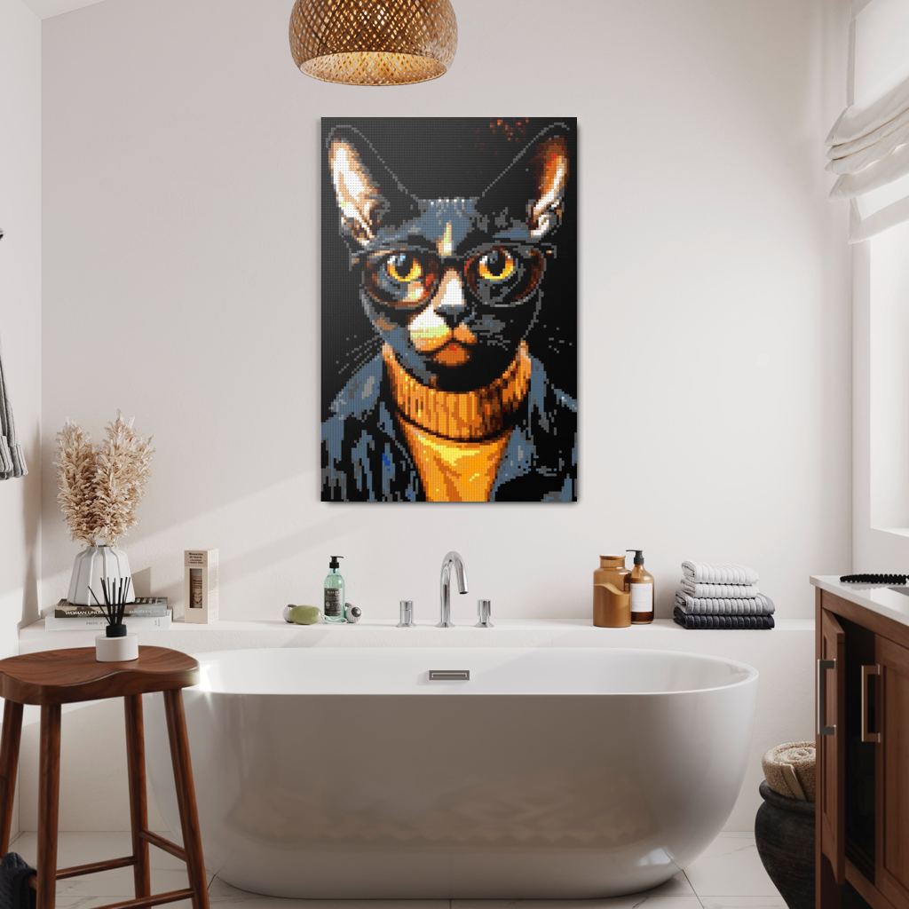 Hipster cat Loki mosaic