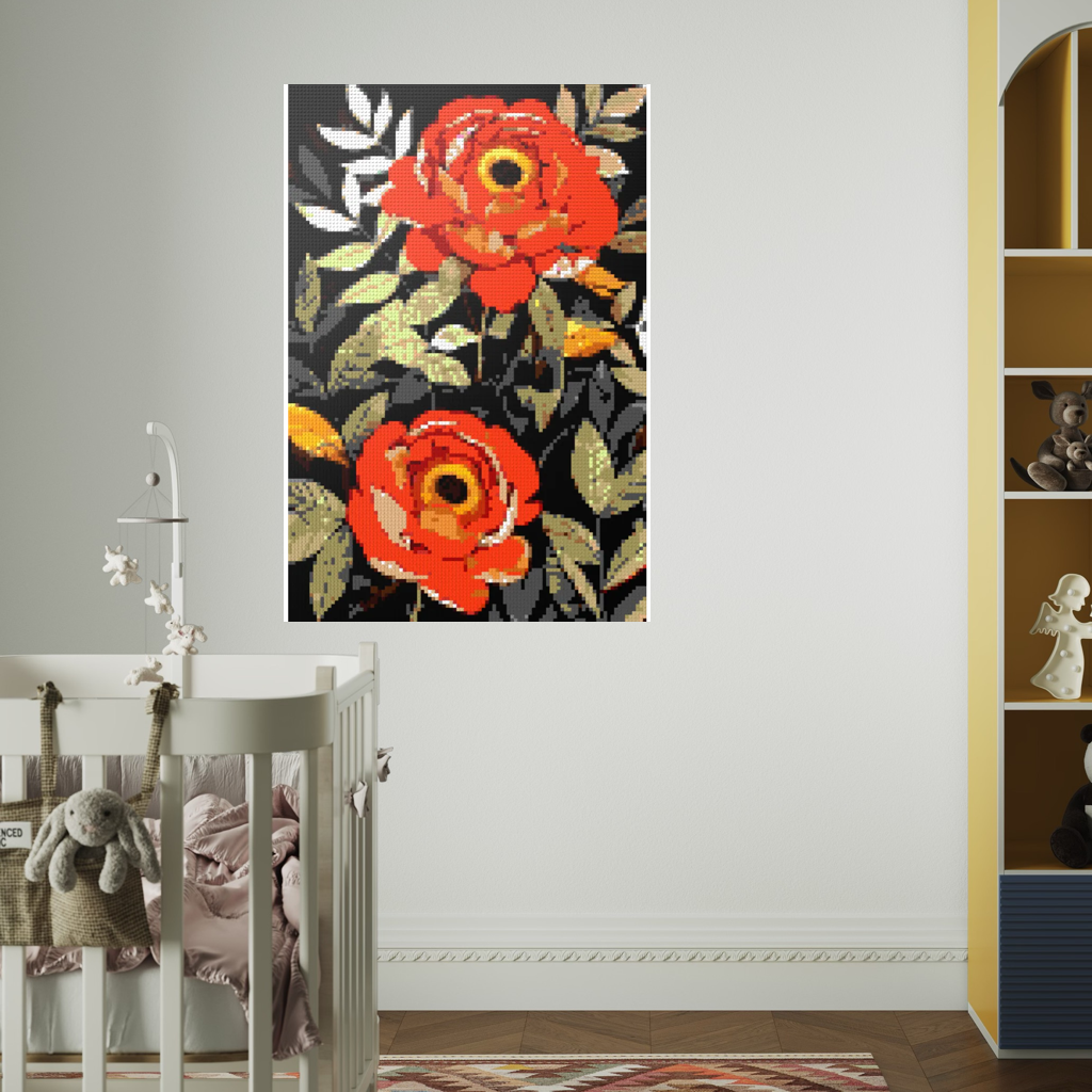Peonies nature art mosaic