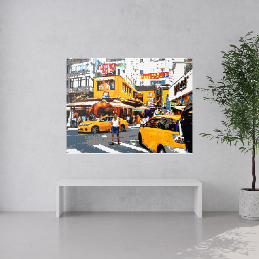 Taipei Street Scene with Taxis