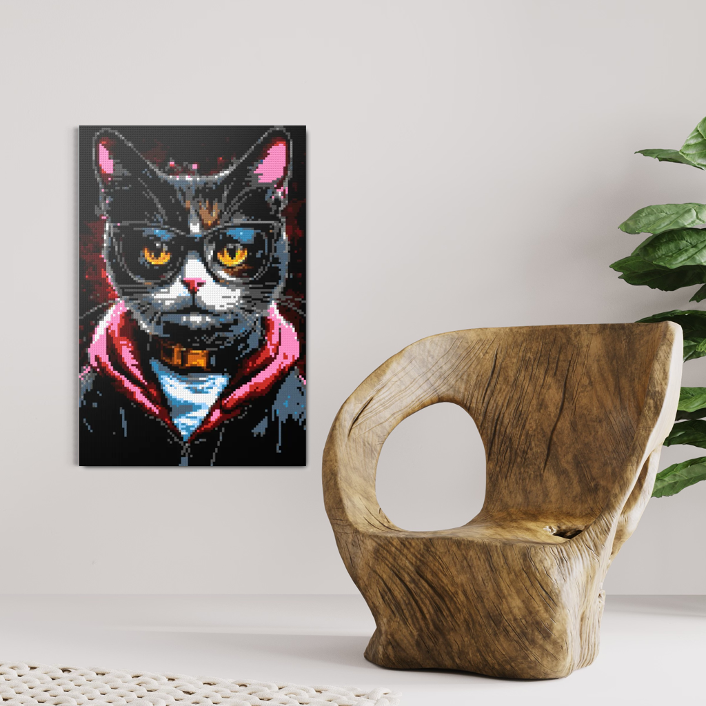 Hipster cat Jeff mosaic