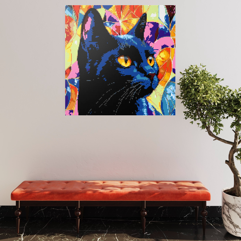 Black cat Rocky mosaic