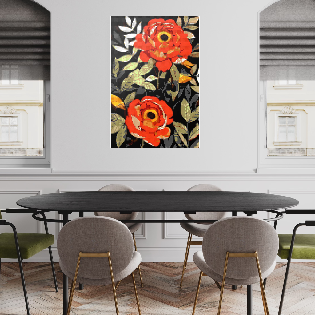 Peonies nature art mosaic