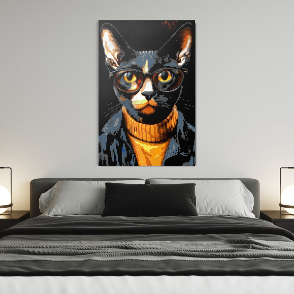 Hipster cat Loki mosaic