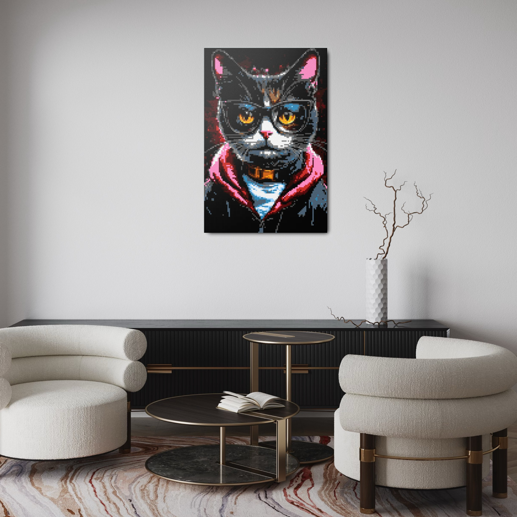 Hipster cat Jeff mosaic