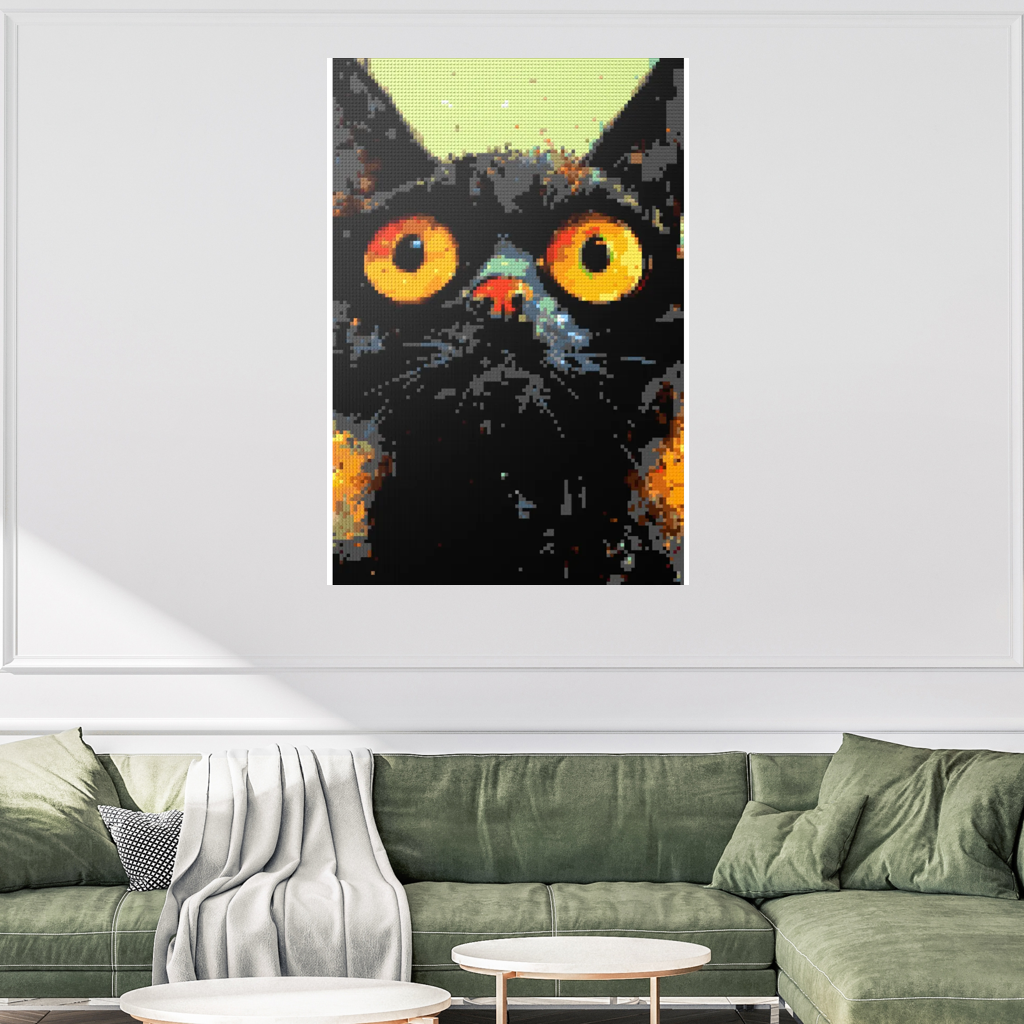 Black cat with yellow eyes