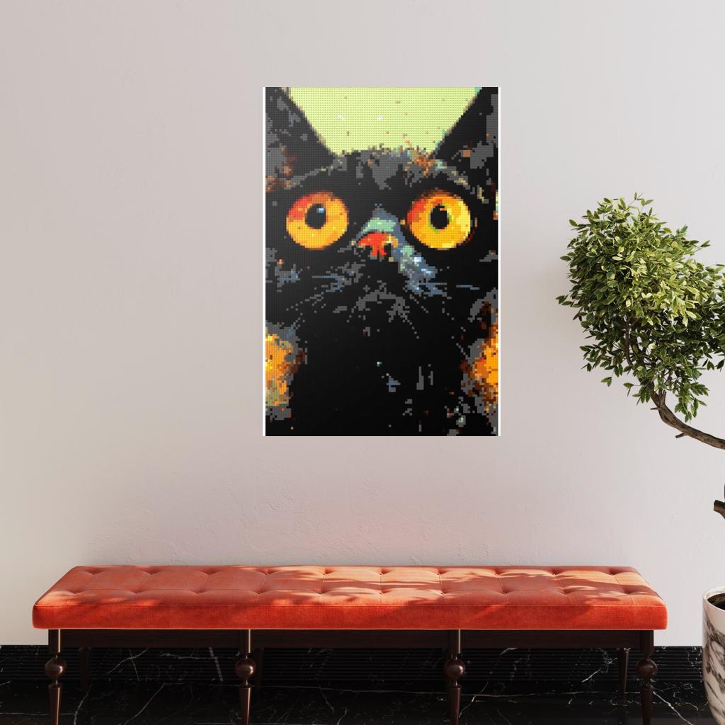 Black cat with yellow eyes