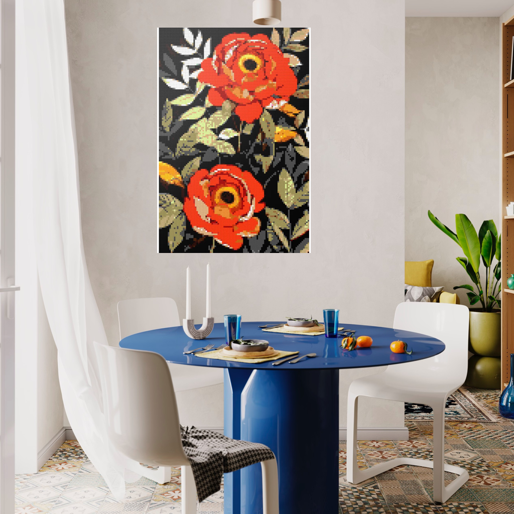 Peonies nature art mosaic