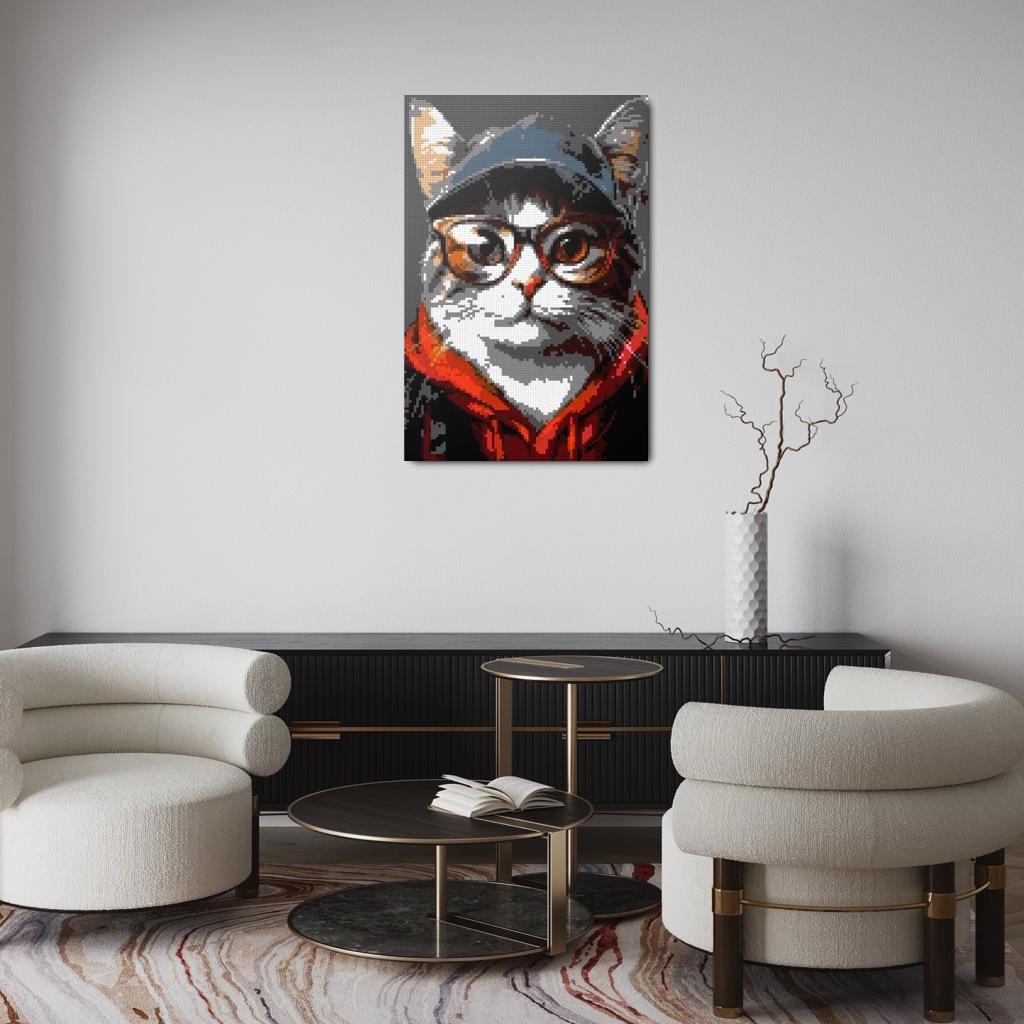 Hipster cat Charlie mosaic