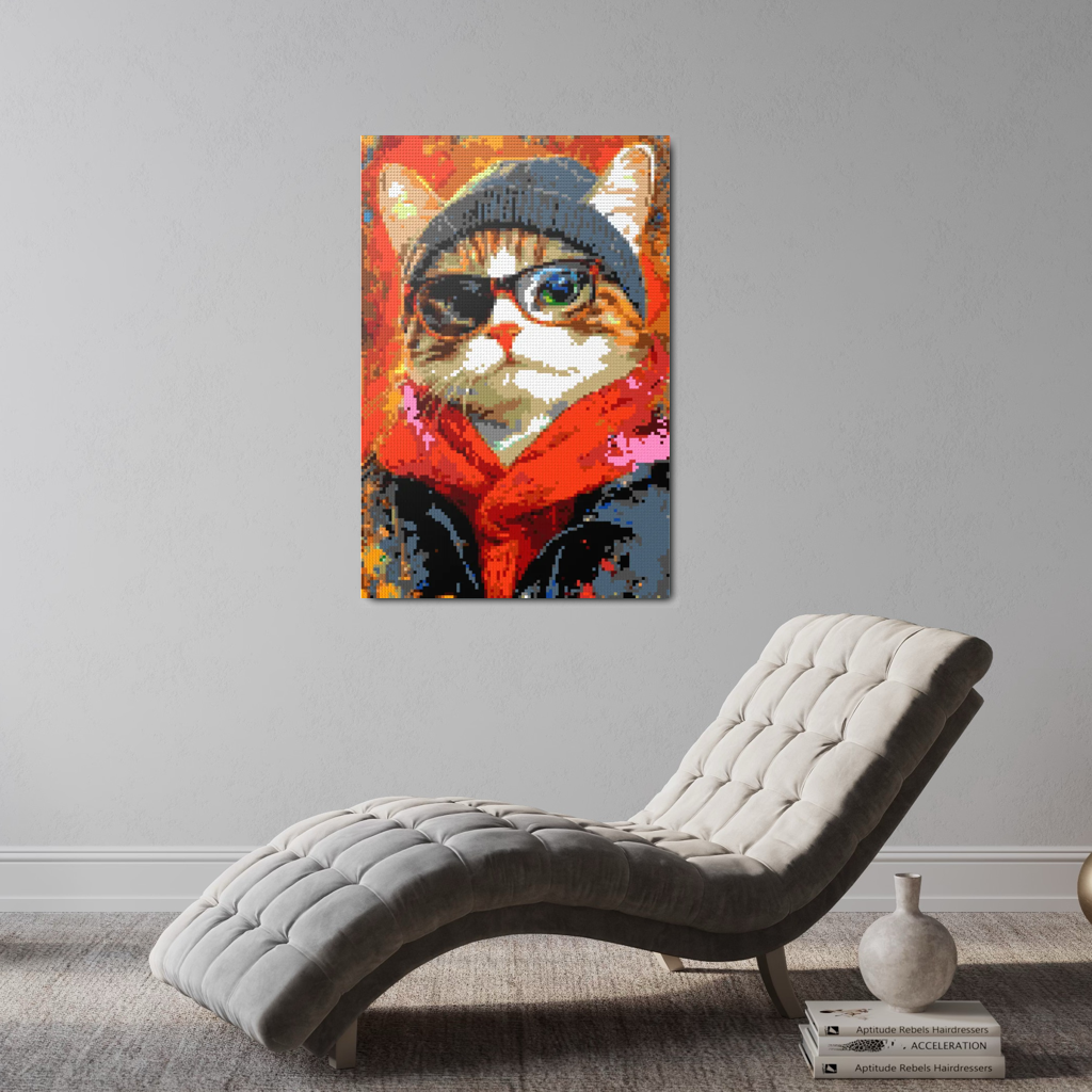 Hipster cat Oscar mosaic