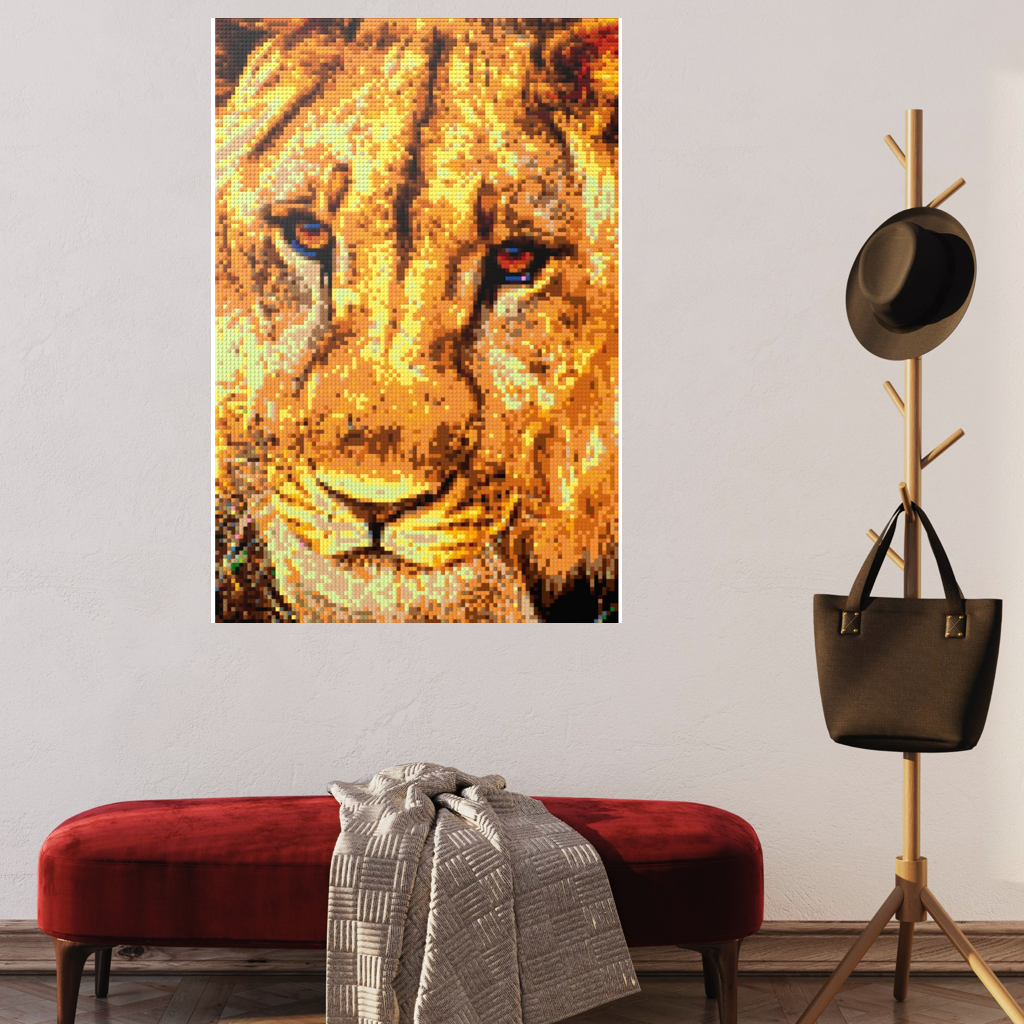 African Male Lion Closeup Portrait