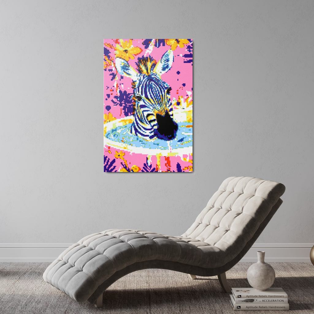 Zebra taking bath mosaic