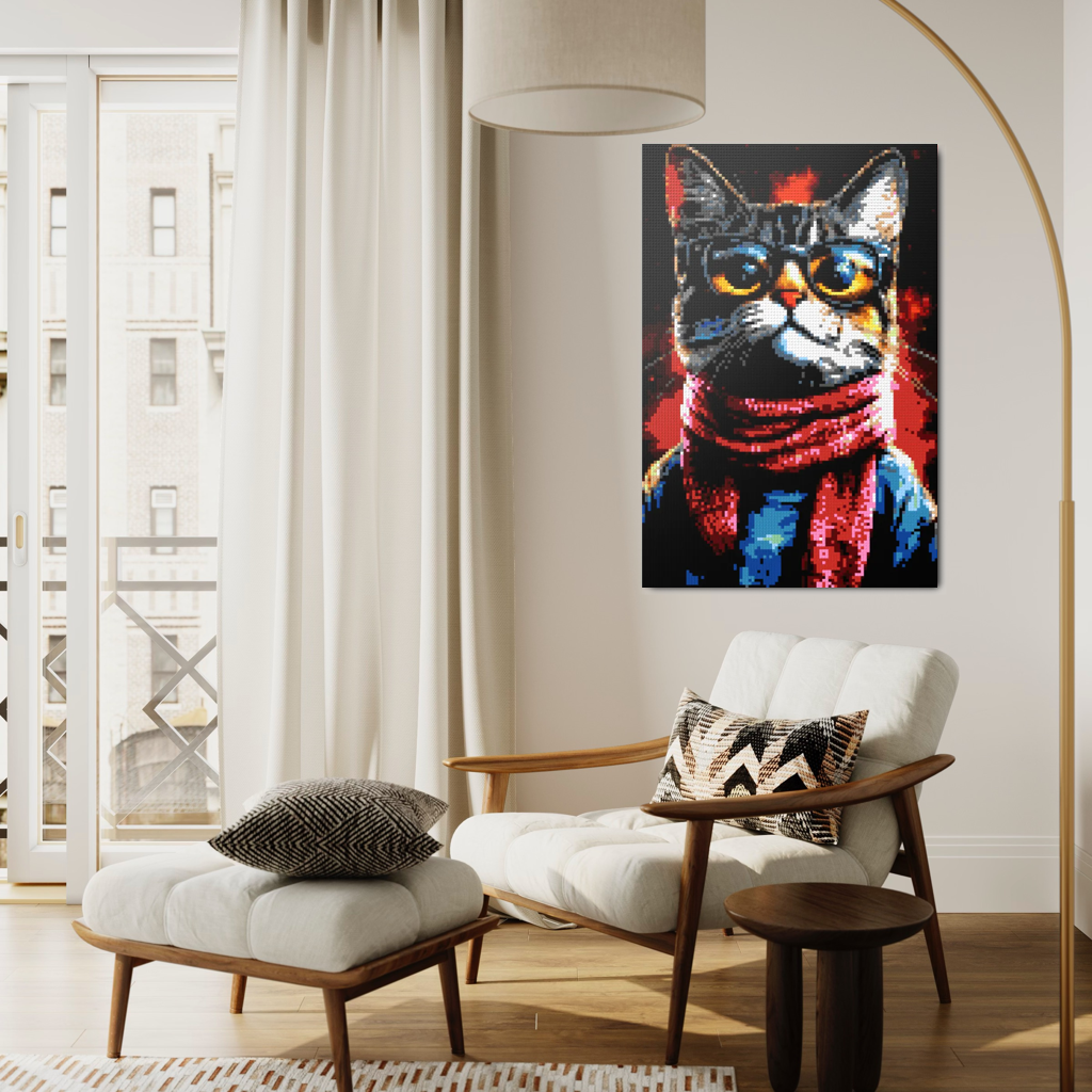 Hipster cat John mosaic